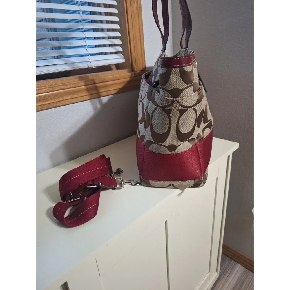 Coach Large Diaper Bag brown red/burgundy